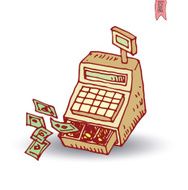 Cash Register Money and business icon hand drawn vector illustration