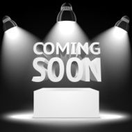 Stage spot light projectors lightning the podium -Coming Soon- message