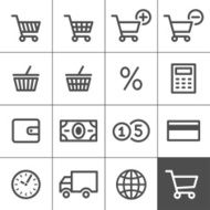 Shopping icons set - Simplines series