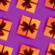 Seamless pattern composed of gift boxes with bow