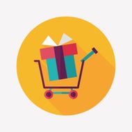 shopping cart flat icon with long shadow N26