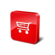 Shop 3d Rounded Corner Red Vector Icon Button