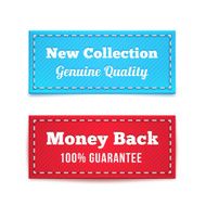 New Collection and Money Back Tag Badges