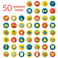 50 woman icons set