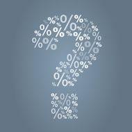 Question mark with percent symbol on blue background N2