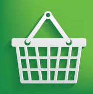 Basket symbol on green background clean vector N2