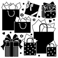 shopping bags and boxes
