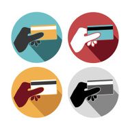 Credit card holding set icons