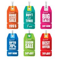 Set of tags for sale with long shadow vector