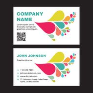 Business Visit Card with Abstract Colored Petals N2