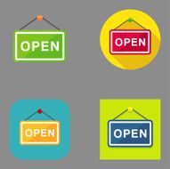 Flat Open Sign icons