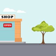 Small street with a shop - VECTOR