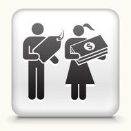 White Square Button with Shopping Couple Icon N2