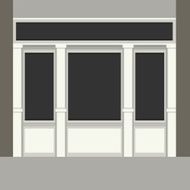 Shopfront with Black Windows Light Store Facade Vector