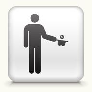 Square Button with Money Begging interface icon N2