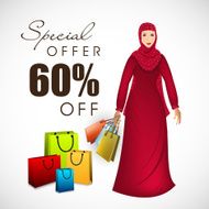 Religious Muslim woman holding shopping bags Sale poster