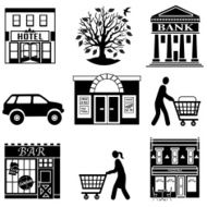 grocery shopping in town