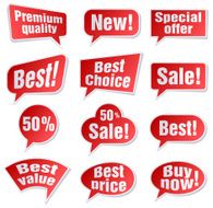 Speech bubbles shopping buy and sale labels