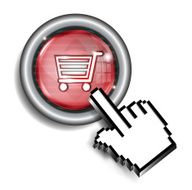 Hand Cursor on Button with Shopping Cart