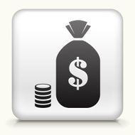 Square Button with Bag of Money