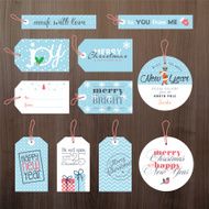 Set of flat design Christmas and New Year tags