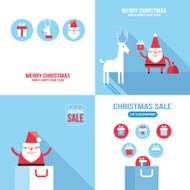 Christmas New Year banner set Santa Claus shopping seasonal sale