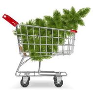 Vector Cart with Christmas Tree