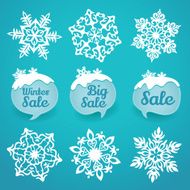 Collection of snowflakes and sale lables Winter discount N2
