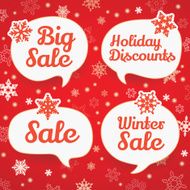 Winter sale labels in form of speech bubbles N2