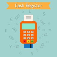 Mobile cash register machine illustration Retail services e-commerce business
