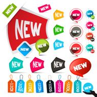New Labels Set Isolated on White