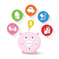 Piggy bank and icons design N2