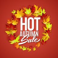 Hot autumn sale advertisement banner poster retail discount vector illustration N3