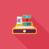 shopping cash register flat icon with long shadow eps10 N37