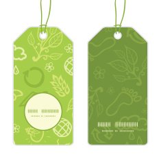 Vector environmental vertical round frame pattern tags set