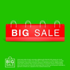 Green Background With Big Red Empty Bag N2