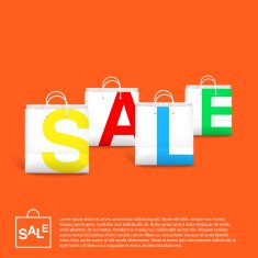 Orange Sale Background With White Empty Bags N2