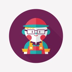 Coffee shop clerk flat icon with long shadow eps10 N23