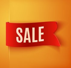 Red realistic detailed curved paper sale banner