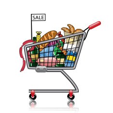 Shopping basket full of products