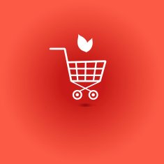 Sign shopping basket on a red background N2