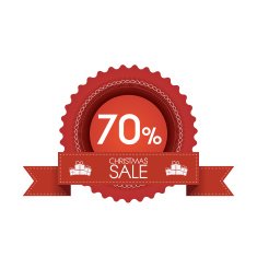 Christmas sales badge with ribbons Eps10 vector illustration