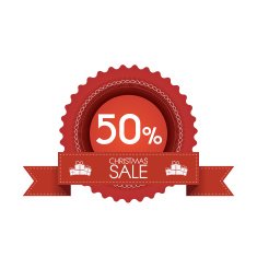 Christmas sales badge with ribbons Eps10 vector illustration N2