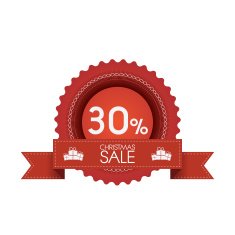 Christmas sales badge with ribbons Eps10 vector illustration N3