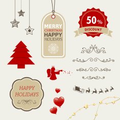 Vector Christmas Sale Tags and Design Elements
