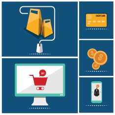 icons of e-commerce symbols internet shopping elements and objects