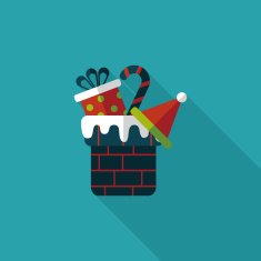 Christmas gift baskets flat icon with long shadow eps10 N26