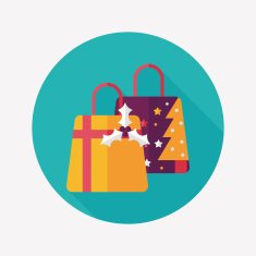 Christmas gift baskets flat icon with long shadow eps10 N34