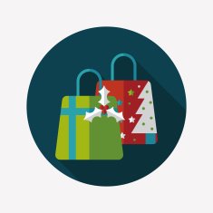 Christmas gift baskets flat icon with long shadow eps10 N36
