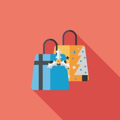 Christmas gift baskets flat icon with long shadow eps10 N38
